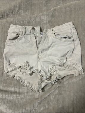 Zara White Distressed Denim Cutoff Shorts